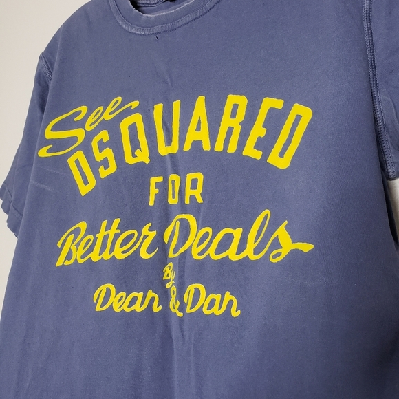 DSquared2 Italian  Logo Print Graphic Tee Shirt Blue Vintage Cotton Unisex Luxe - Picture 11 of 12
